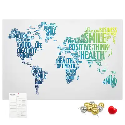 Kind Words Map Cork Memo Board