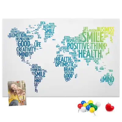Kind Words Map Cork Memo Board