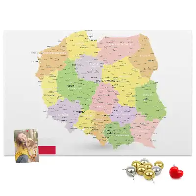 Printed Cork Board Map of Poland