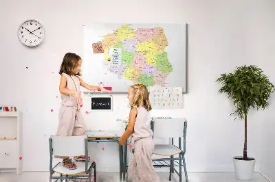 Printed Cork Board Map of Poland