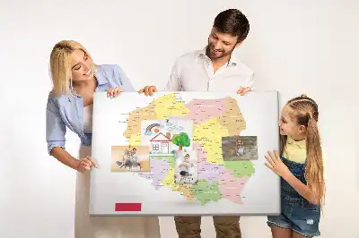 Printed Cork Board Map of Poland