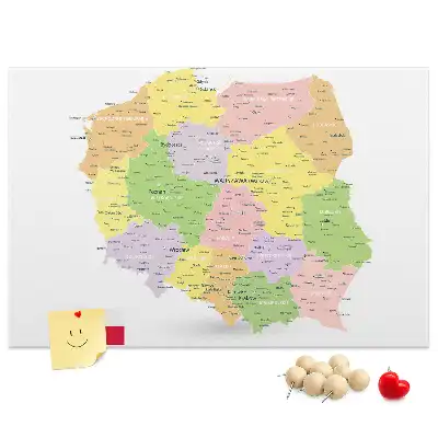 Printed Cork Board Map of Poland