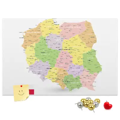 Printed Cork Board Map of Poland