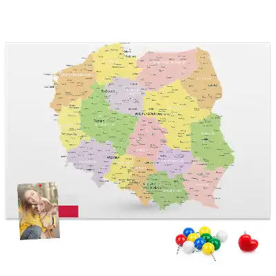 Printed Cork Board Map of Poland