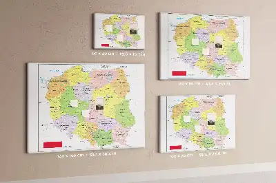Printed Cork Memo Board Map of Poland