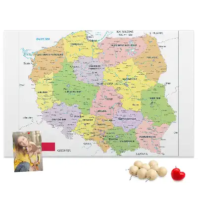 Printed Cork Memo Board Map of Poland