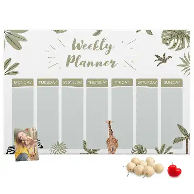 Safari Weekly Planner Cork Memo Board