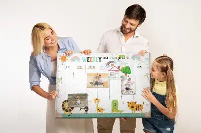 Printed Cork Weekly Planner Memo Board with Animal Graphics