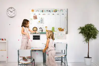 Printed Cork Weekly Planner Memo Board with Animal Graphics