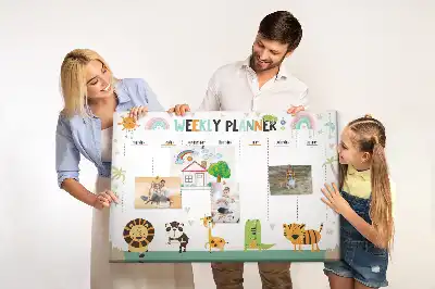 Printed Cork Weekly Planner Memo Board with Animal Graphics