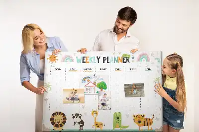 Printed Cork Weekly Planner Memo Board with Animal Graphics