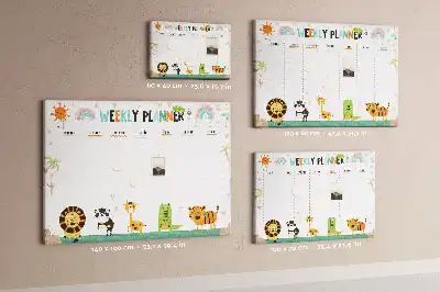 Printed Cork Weekly Planner Memo Board with Animal Graphics