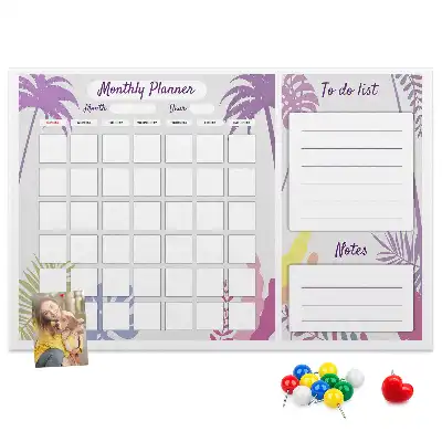 Printed Cork Memo Board Monthly planner