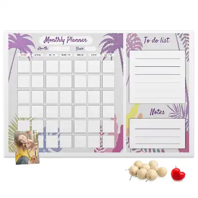 Printed Cork Memo Board Monthly planner