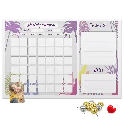 Printed Cork Memo Board Monthly planner