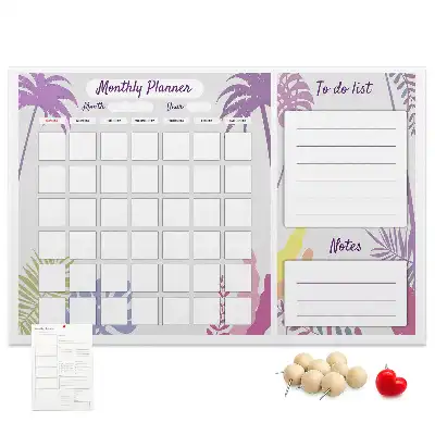 Printed Cork Memo Board Monthly planner