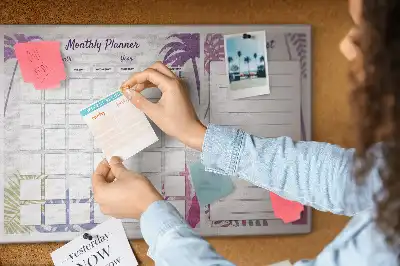 Printed Cork Memo Board Monthly planner