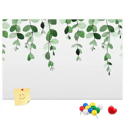 Cork memo board with plant leaves print