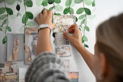 Cork memo board with plant leaves print