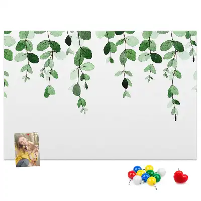 Cork memo board with plant leaves print