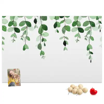 Cork memo board with plant leaves print
