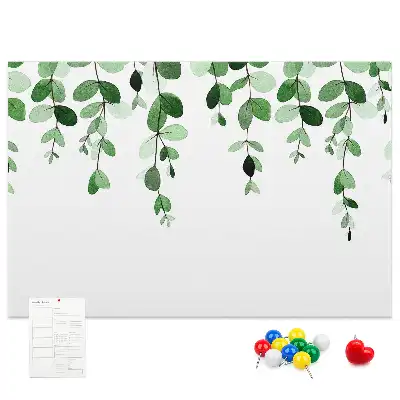 Cork memo board with plant leaves print