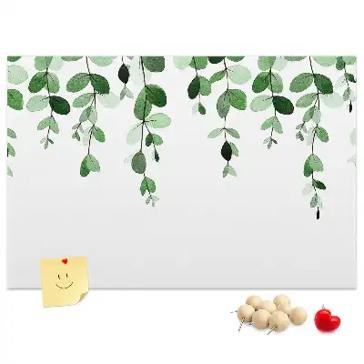 Cork memo board with plant leaves print