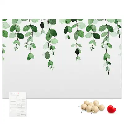 Cork memo board with plant leaves print