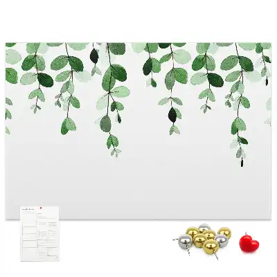 Cork memo board with plant leaves print
