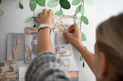 Cork memo board with plant leaves print