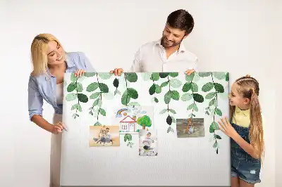 Cork memo board with plant leaves print