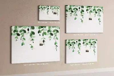 Cork memo board with plant leaves print