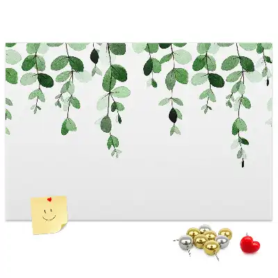 Cork memo board with plant leaves print