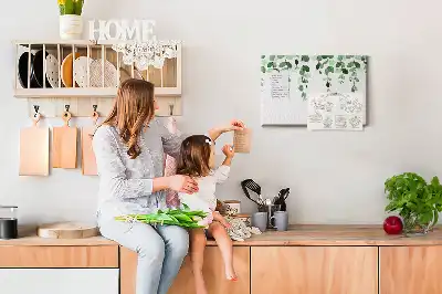 Cork memo board with plant leaves print