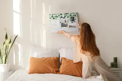 Cork memo board with plant leaves print