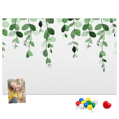 Cork memo board with plant leaves print