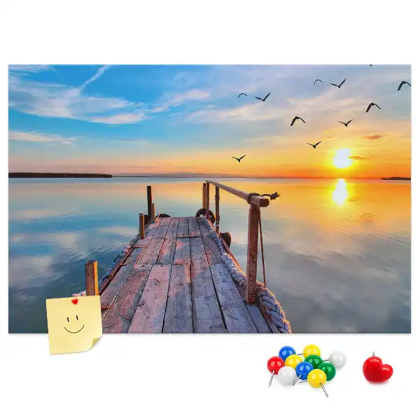 Lake Pier Printed Cork Memo Board