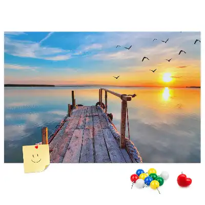 Lake Pier Printed Cork Memo Board