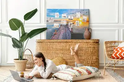 Lake Pier Printed Cork Memo Board