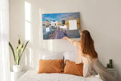 Printed Cork Memo Board Lake pier