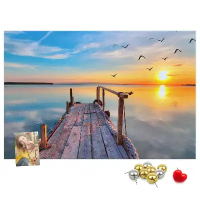 Printed Cork Memo Board Lake pier