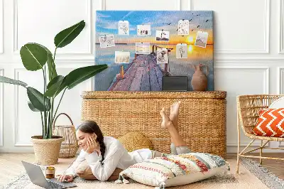 Lake Pier Printed Cork Memo Board