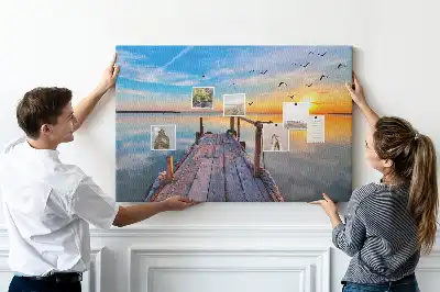Printed Cork Memo Board Lake pier