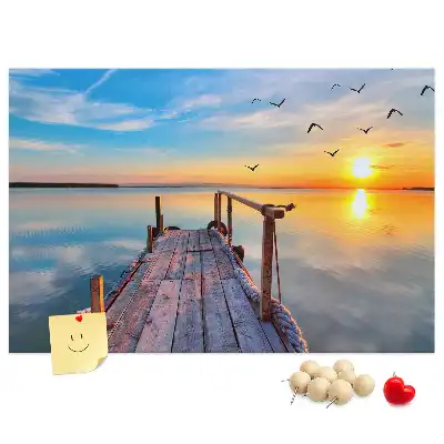 Printed Cork Memo Board Lake pier