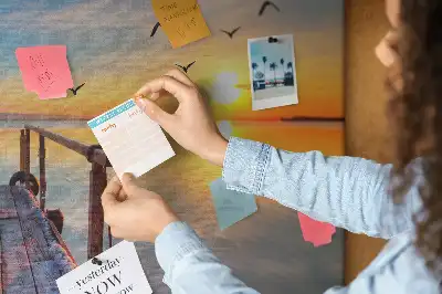 Printed Cork Memo Board Lake pier