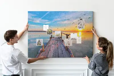 Printed Cork Memo Board Lake pier