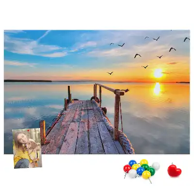 Printed Cork Memo Board Lake pier
