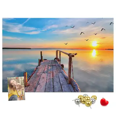 Printed Cork Memo Board Lake pier
