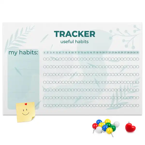 Printed Cork Habit Tracker Memo Board