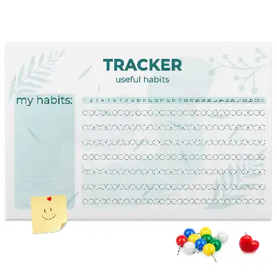 Printed Cork Habit Tracker Memo Board